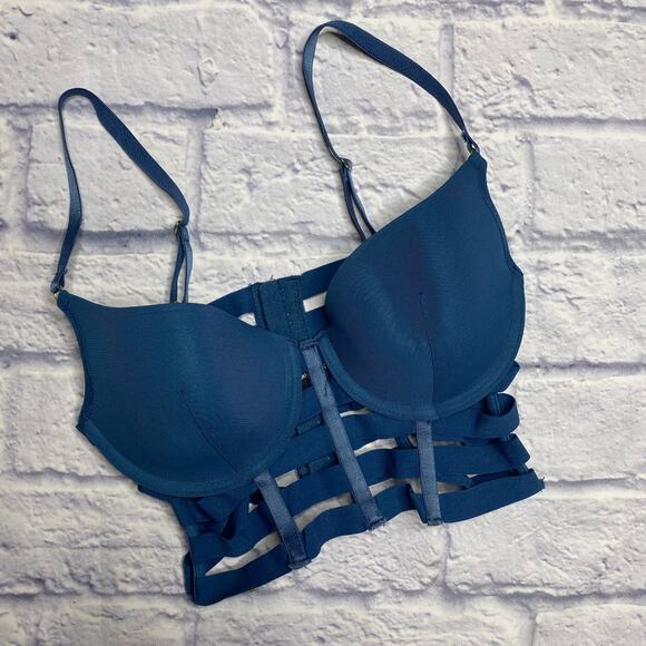 BKLYN Noir Cage Bra in Teal - Picture 1 of 6